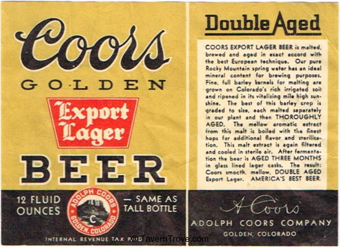 Coors Golden Export Lager Beer