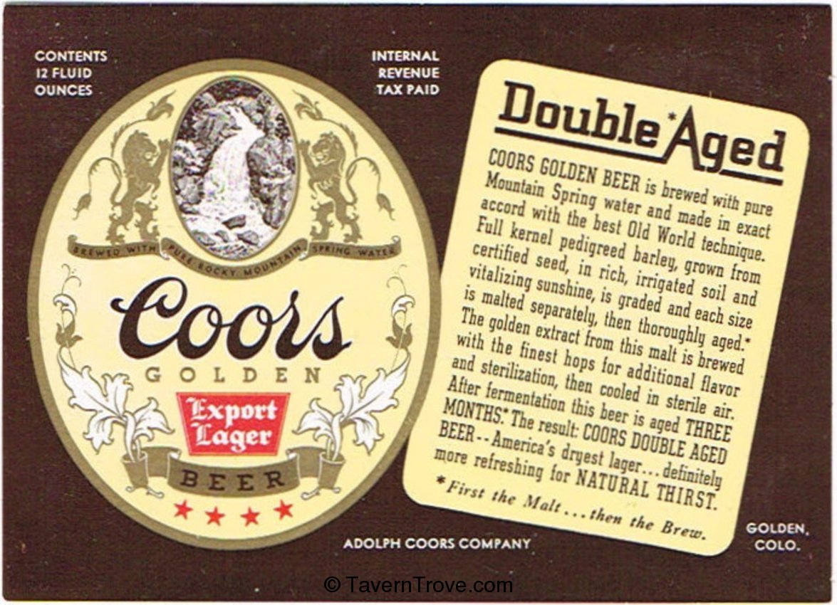 Coors Golden Export Lager Beer