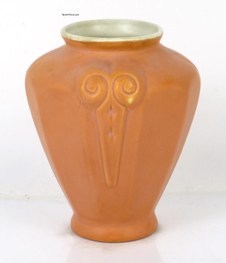 Coors Porcelain 5¾ Inch Matte Orange Paneled Vase