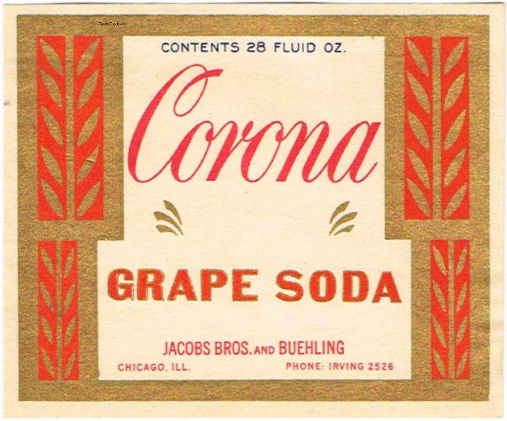 Corona Grape Soda Jacobs Bros & Buehling Chicago Illinois