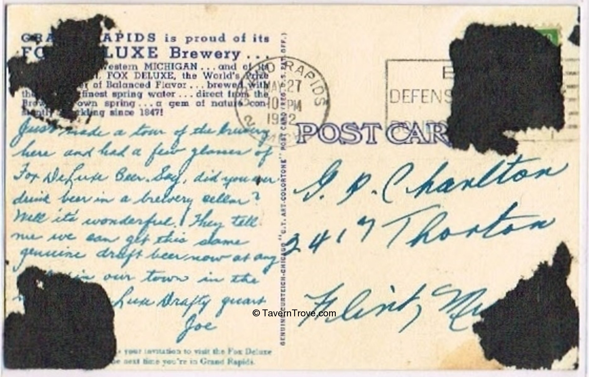 Item #69398 1942 Courtesy Tap Room Post Card