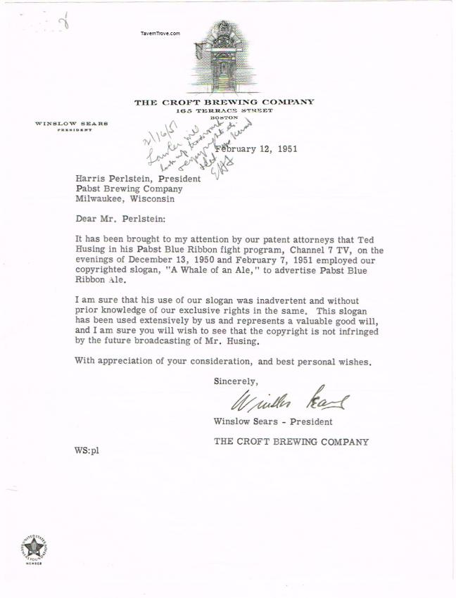 Croft Brewing Co. Letter