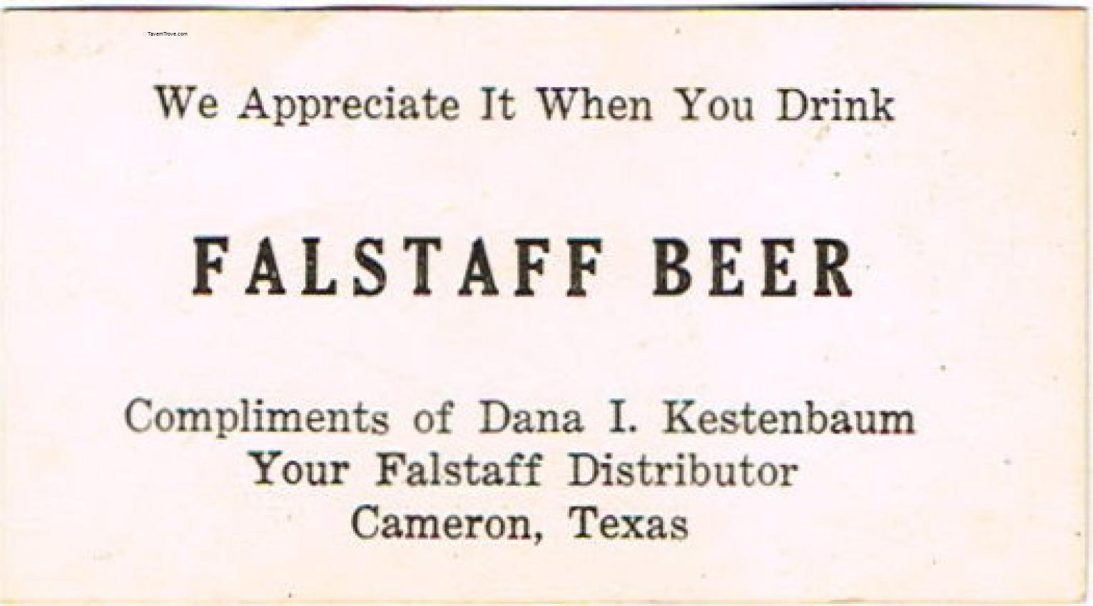 Dana Kestenbaum, Falstaff Beer Distributor