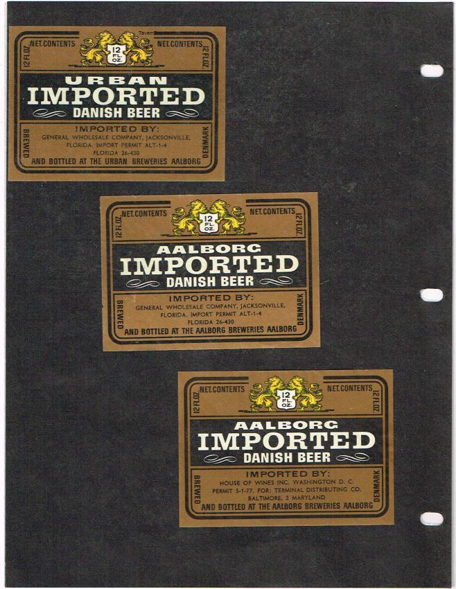 Denmark Aalborg Breweries Beer Import Florida Maryland lot of THREE