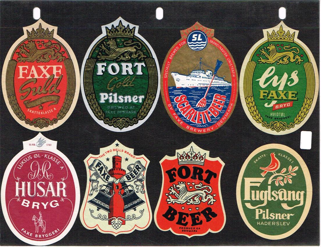 Denmark Brewery Beer Faxe Husar Fuglsang lot of EIGHT