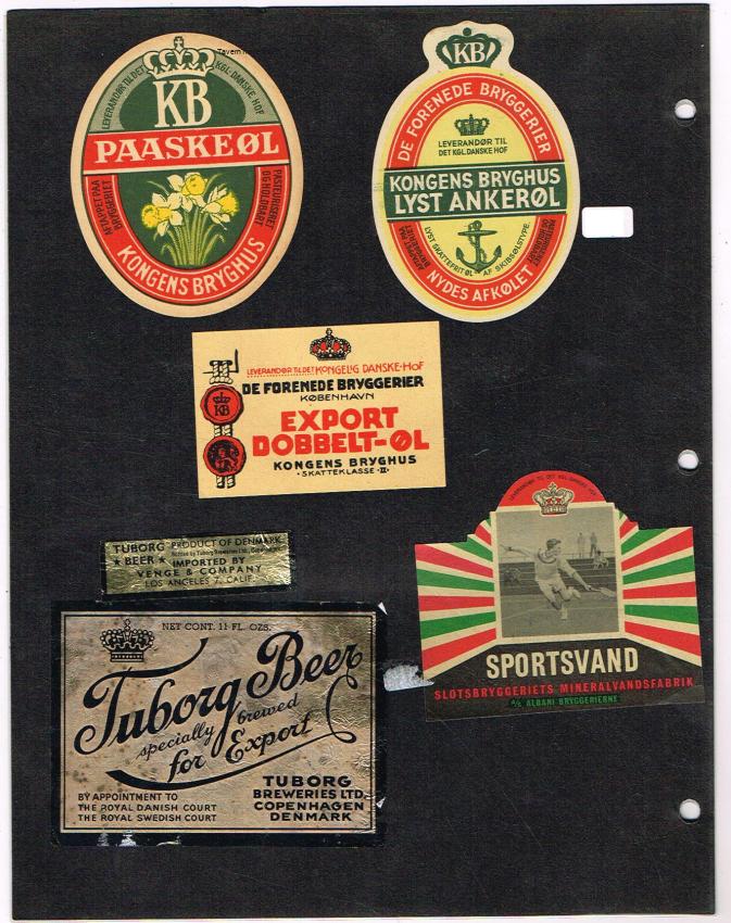 Denmark Brewery Beer Konges Nydes Sportsvand Tuborg lot of FIVE