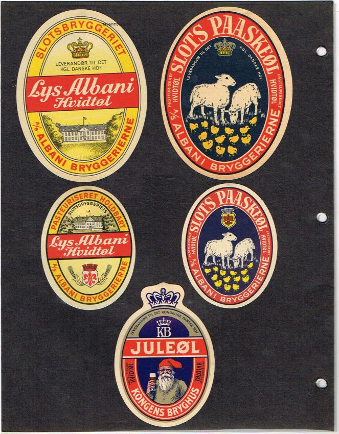 Denmark Brewery Beer Labels Albani Kongens lot of FIVE