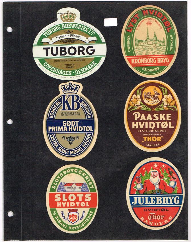 Denmark Brewery Beer Labels Tuborg Kongens Thor lot of SIX