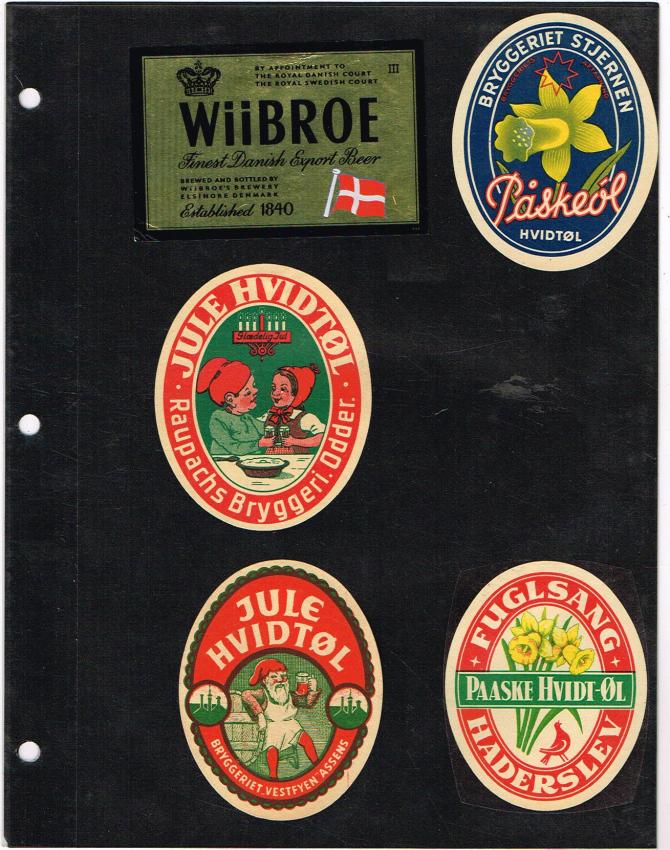 Denmark Brewery Beer Labels Wiibroe Stjernen Raupachs lot of FIVE