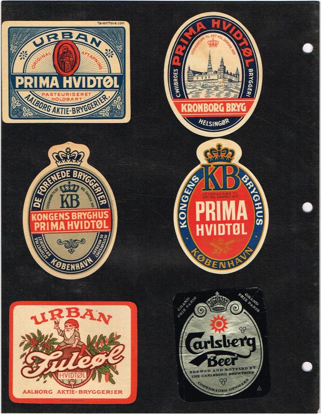 Denmark Brewery Beer Labels Kronborg Carlsberg Urban lot of SIX
