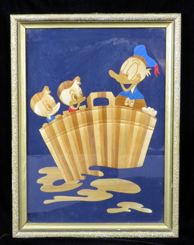 Disney Donald Duck Ducks in a Wash Tub Poland Straw Art