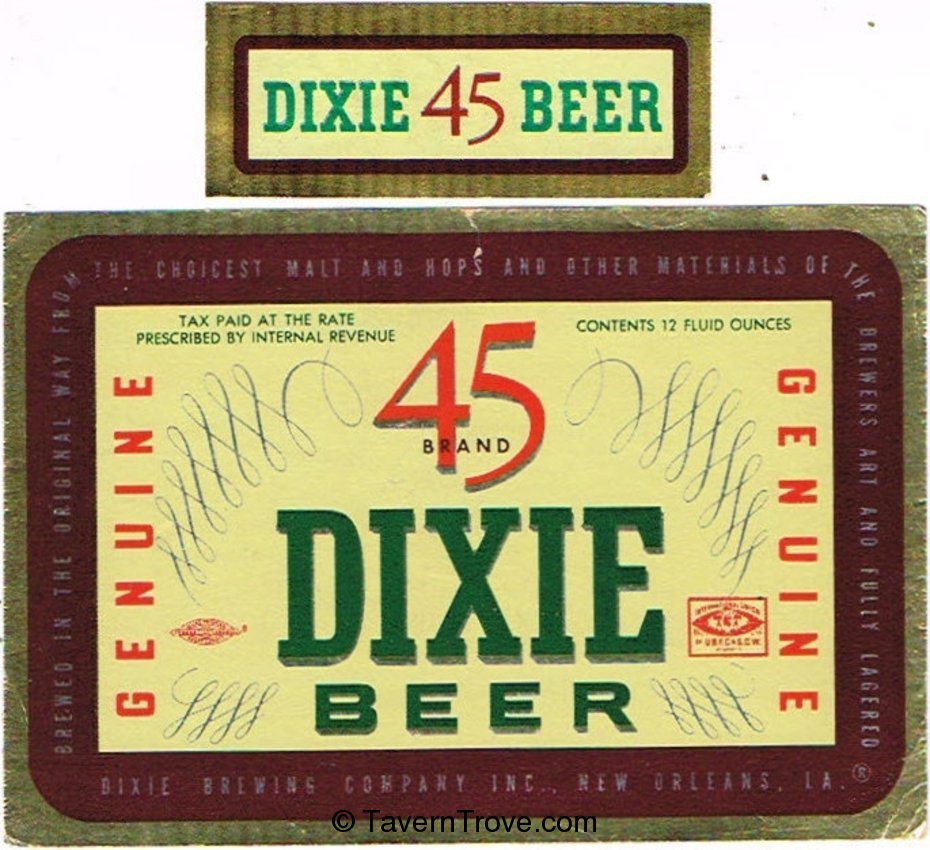 1939 Labels (Bottle & Can Labels) Dixie 45 Beer Tavern Trove