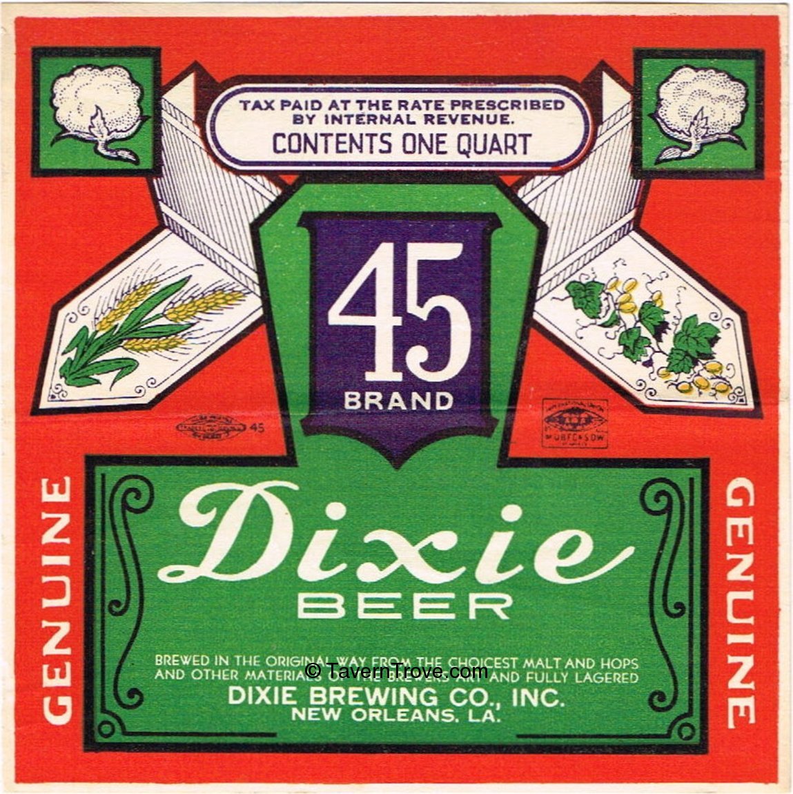 Item 80952 1935 Dixie Beer Label ES4016
