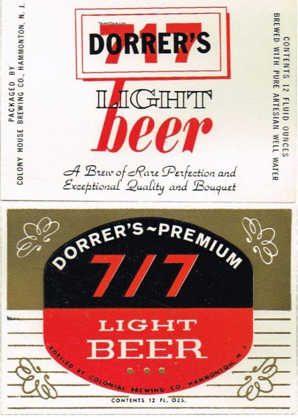 Dorrer's Premium 7/7 Light Beer Lot of Two