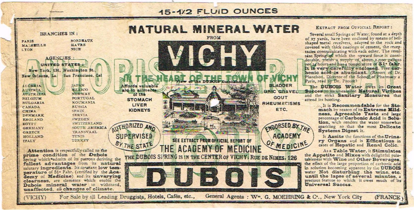 Dubois Medicinal Mineral Water Vichy France