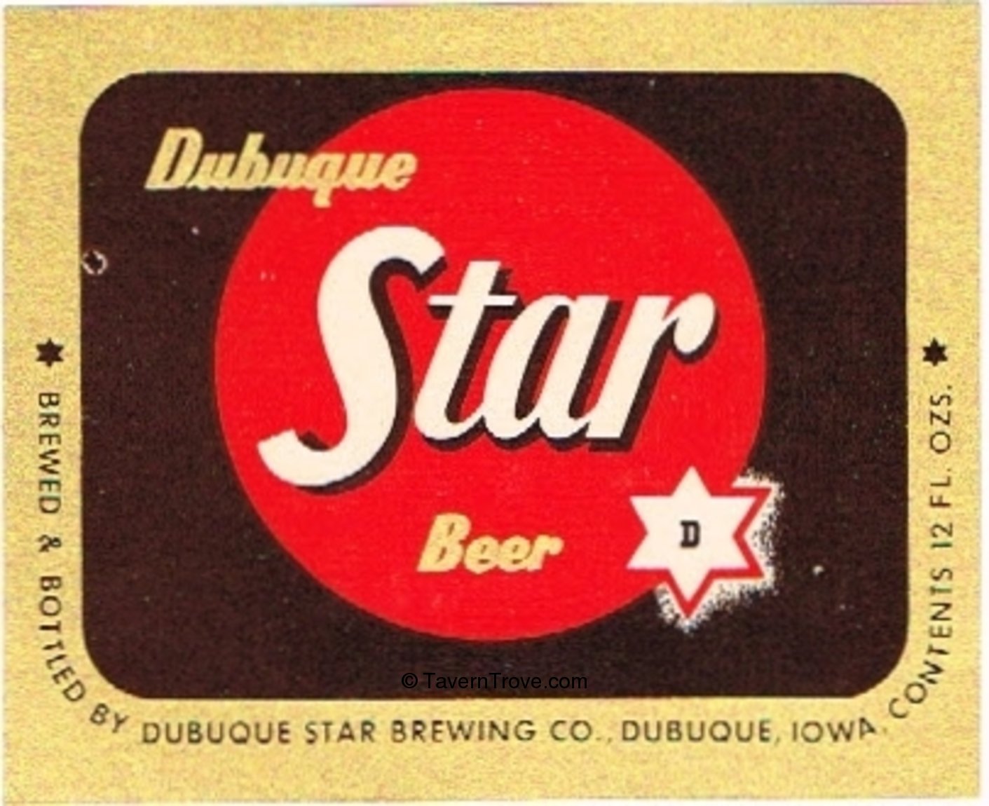 Unused 1950s Dubuque Star QUART Beer Label Tavern Trove Iowa Poker