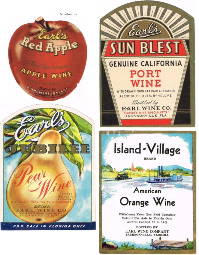 Earl Wine Company Labels Lot of Four Jacksonville, Florida