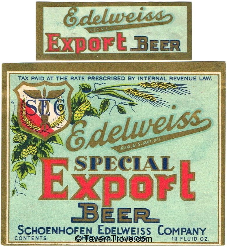 Item #36693 1936 Edelweiss Special Export Beer Label IL46-01