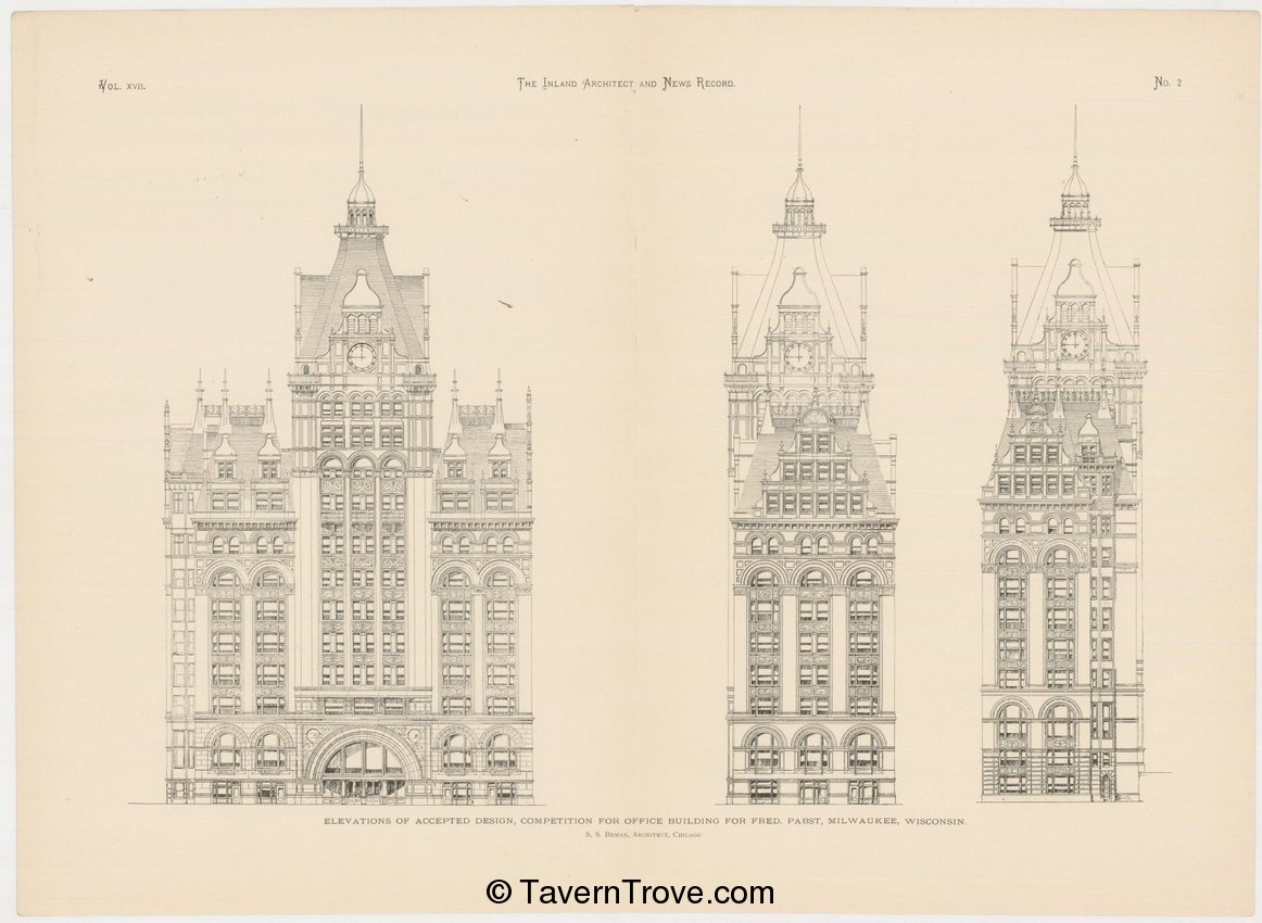 Elevations for the Pabst Building from the Inland Architect
