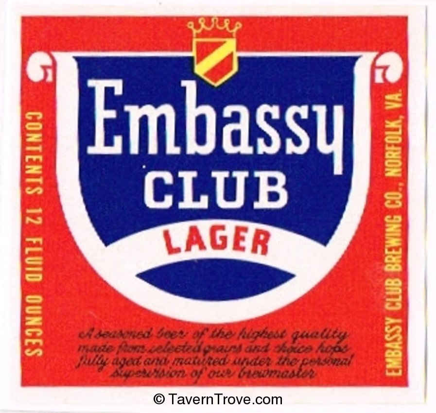 Embassy Club Lager  Beer