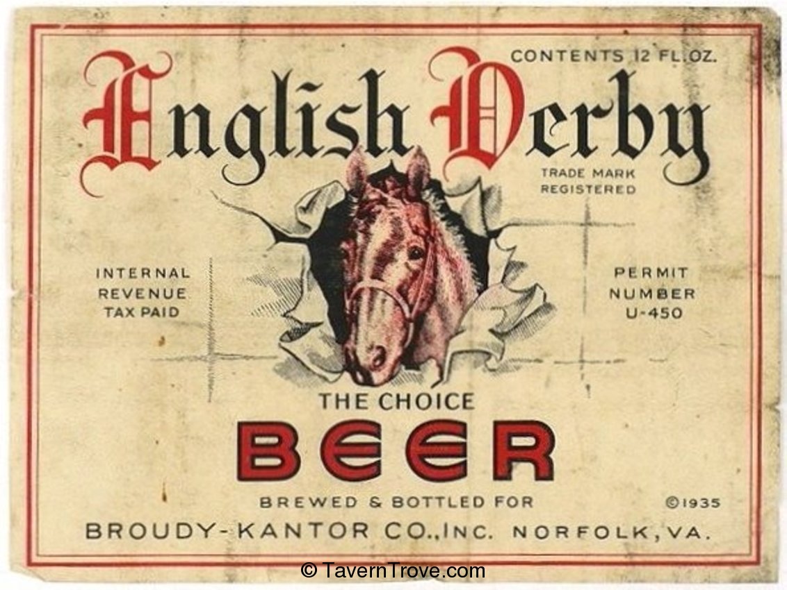 Item 61535 1936 English Derby Beer Label ES12314