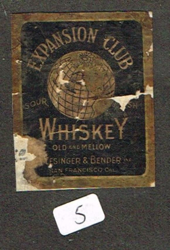 Expansion Club Whiskey Mini Bottle Label Lesinger & Bender San Francisco
