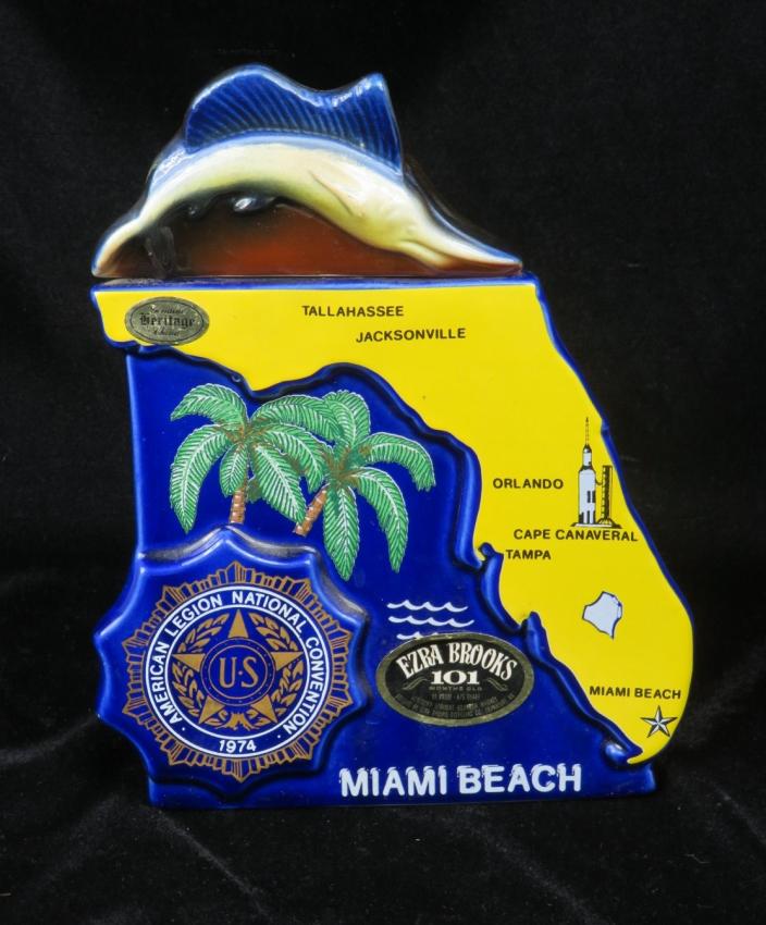 Exra Brooks Miami Beach Florida American Legion Whisky Decanter