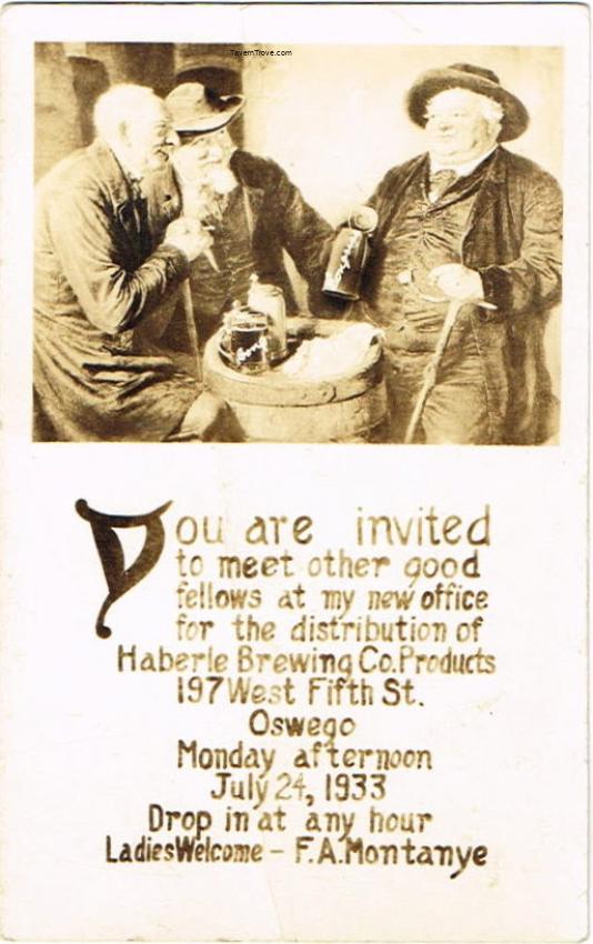 Haberle Brewery Distributor for Oswego F. A. Montanye