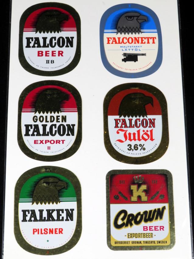 Falcon Falconett Beer Labels Falkenberg Sweden Lot of Six