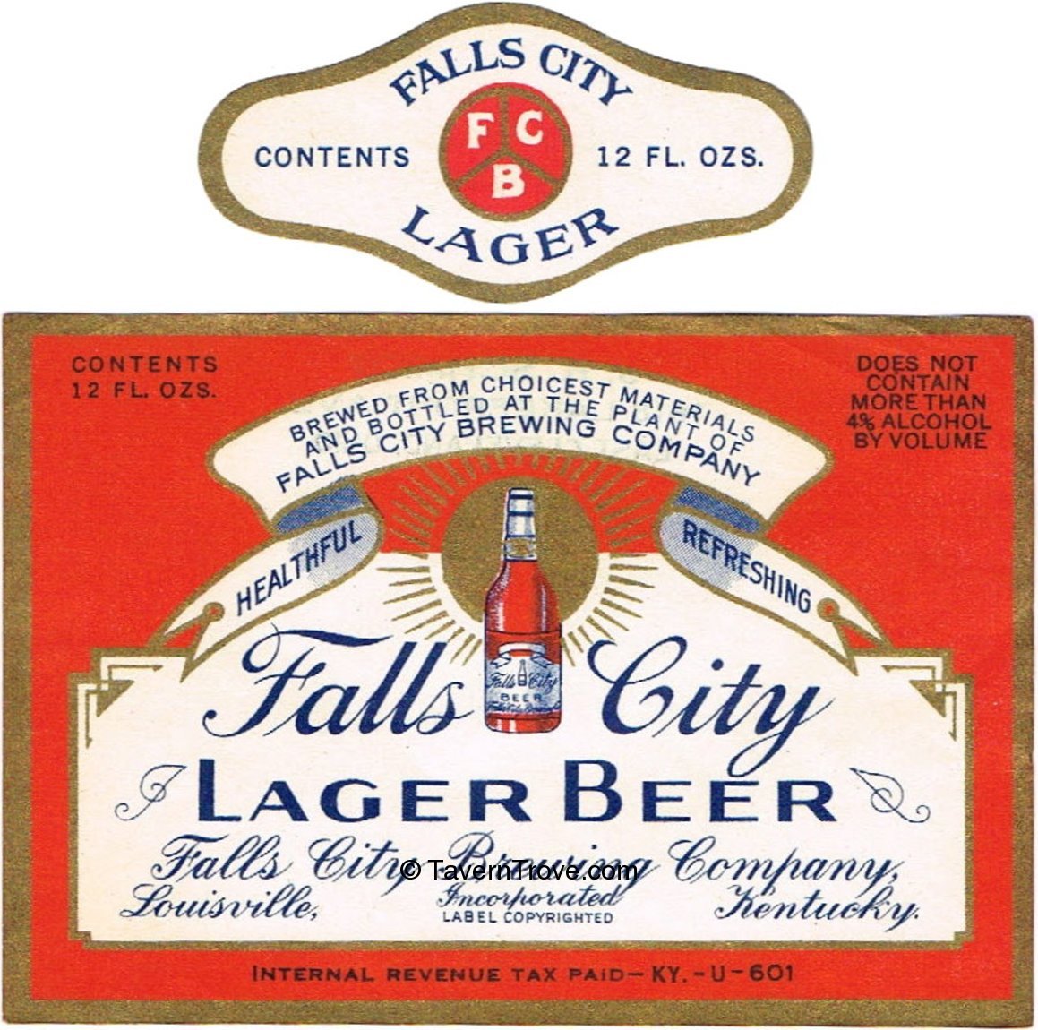 Item 80683 1934 Falls City Lager Beer Label ES3416