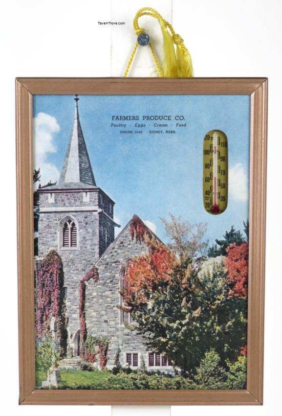 Farmer's Produce Co. Framed Thermometer Sidney Nebraska