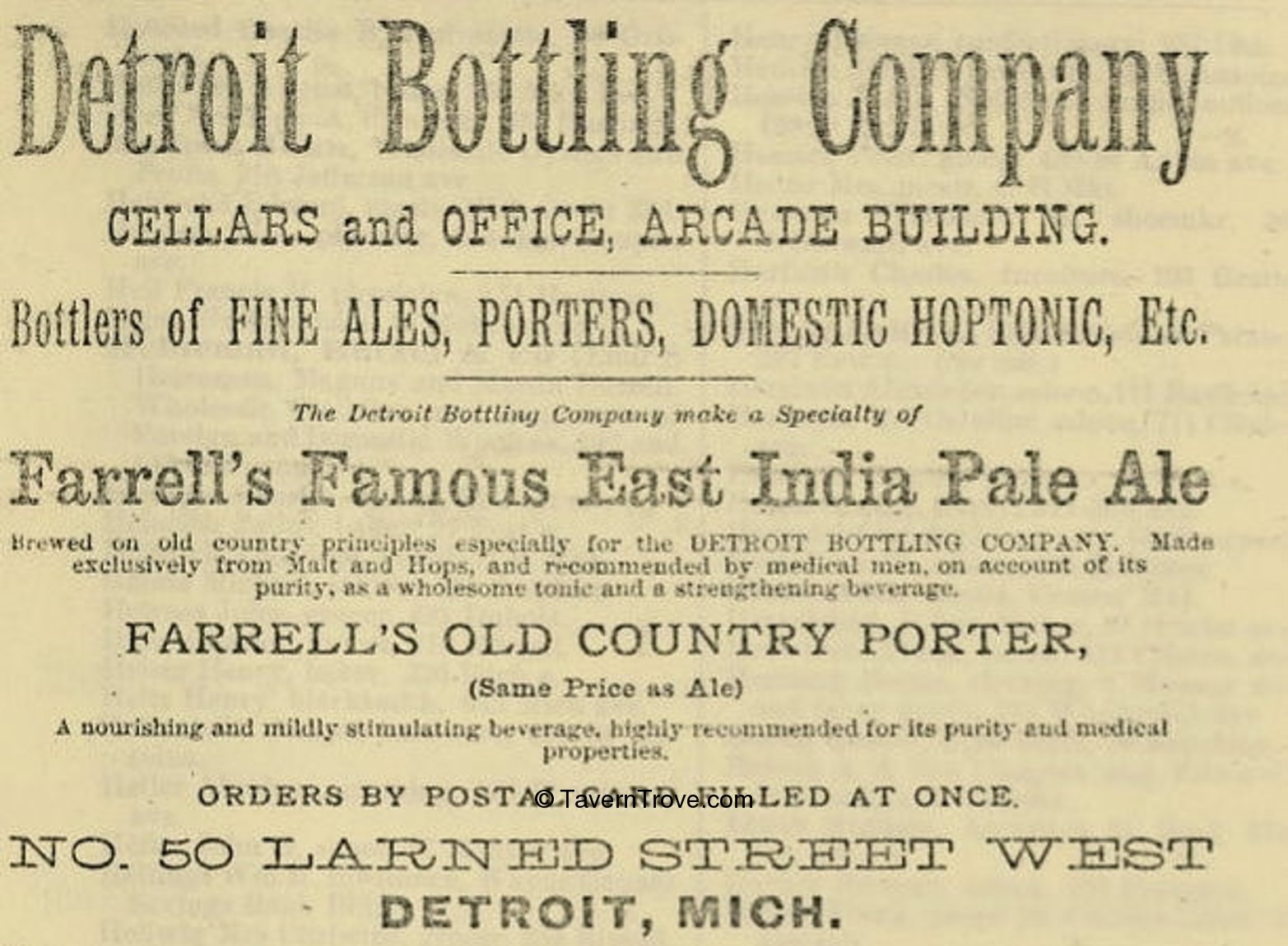 Item 41032 1881 Farrell's Famous East India Ale Paper Ad