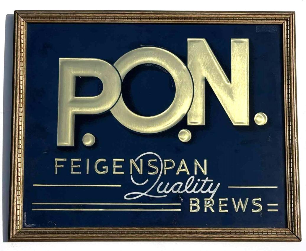 Feigenspan P.O.N. Quality Brews Reverse Painted Glass