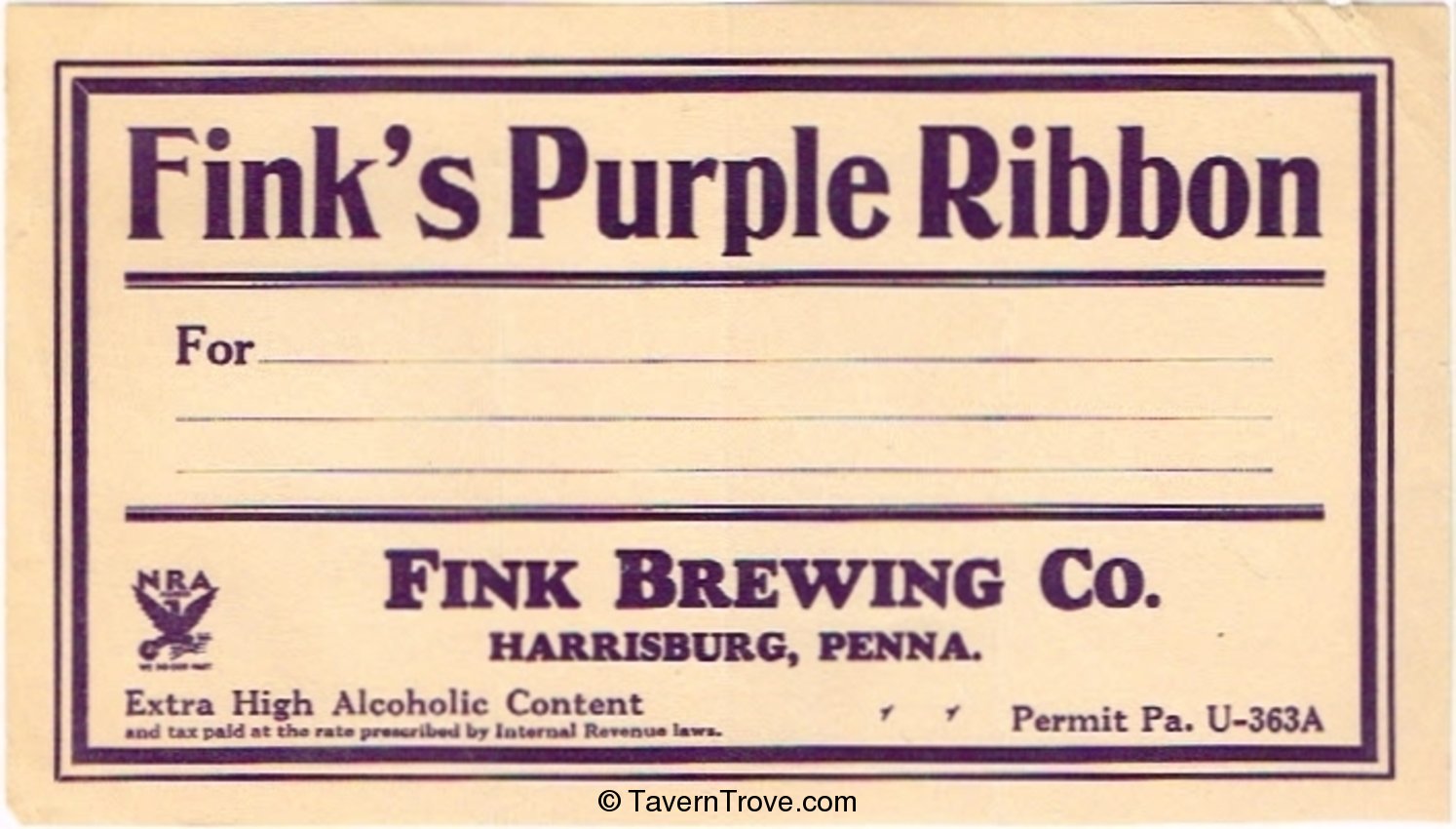 Fink's Purple Ribbon Beer