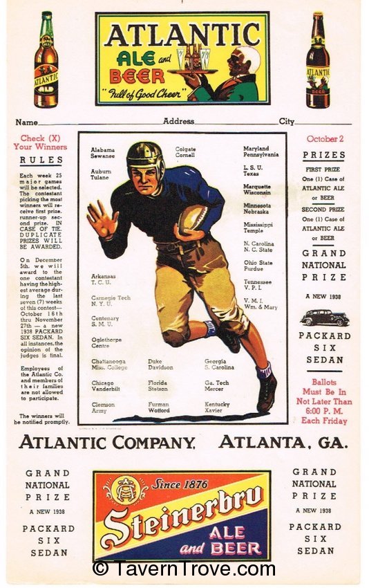 Football Pool Ballot 10/2/1937