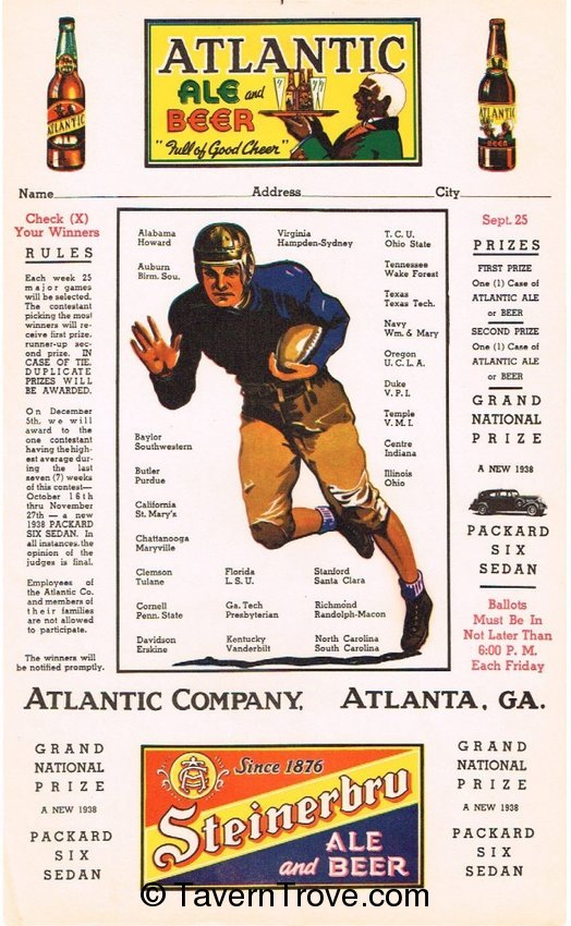 Football Pool Ballot 9/25/1937