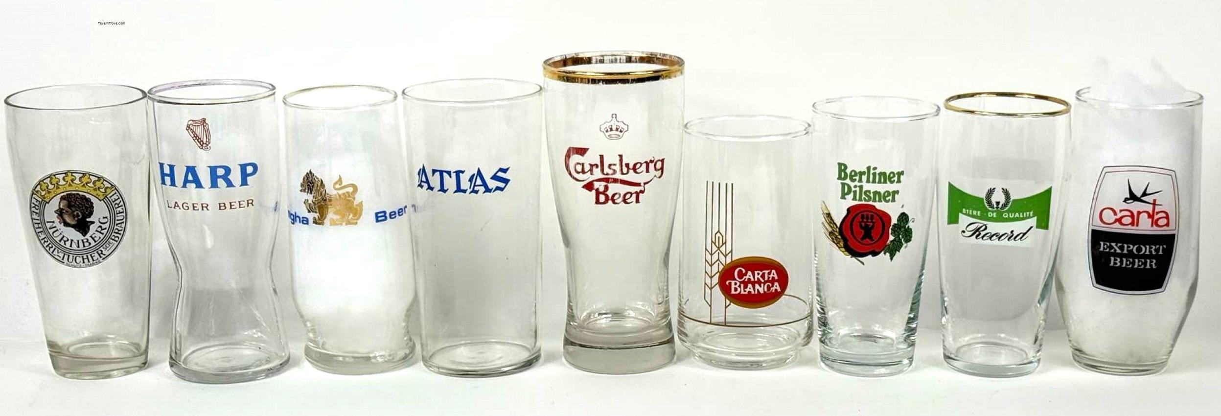 Foreign Beer lot of Nine Carla Atlas Harp+