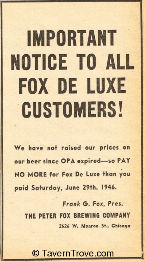 Fox De Luxe Beer