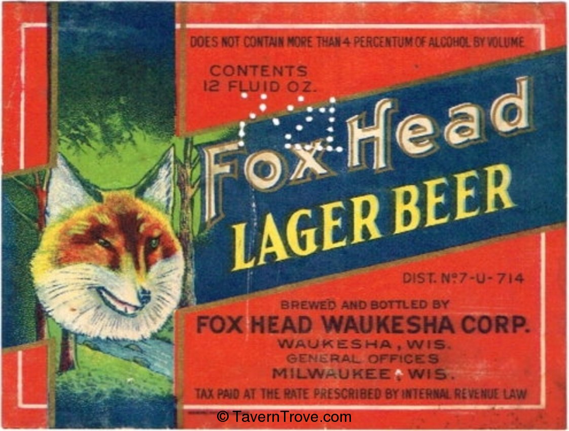 Fox Head Lager Beer