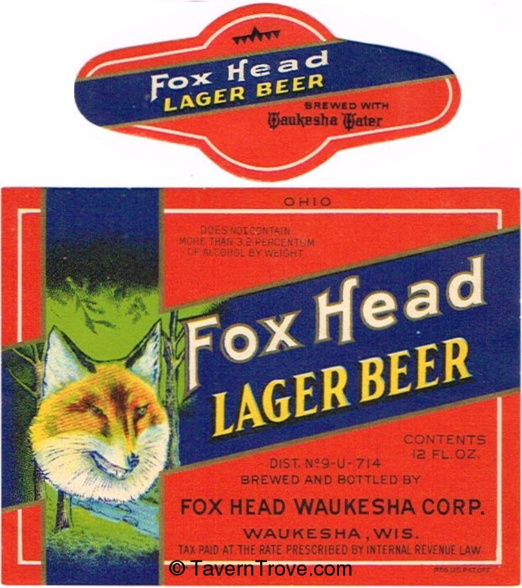 Fox Head Lager Beer (Ohio)