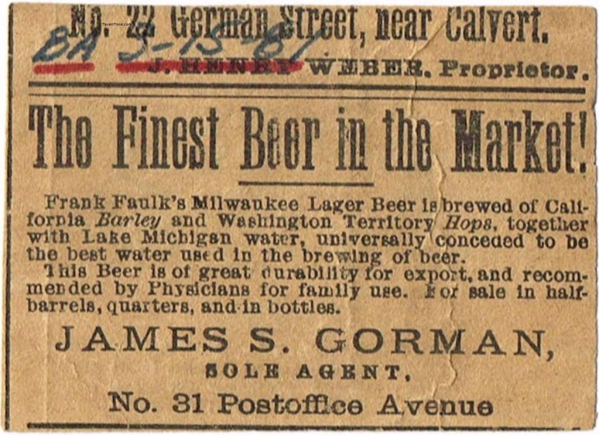 Frank Faulk's(sic) Milwaukee Lager Beer