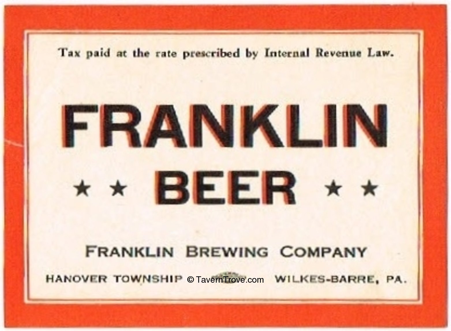 Item 65734 1936 Franklin Beer Label PA12203
