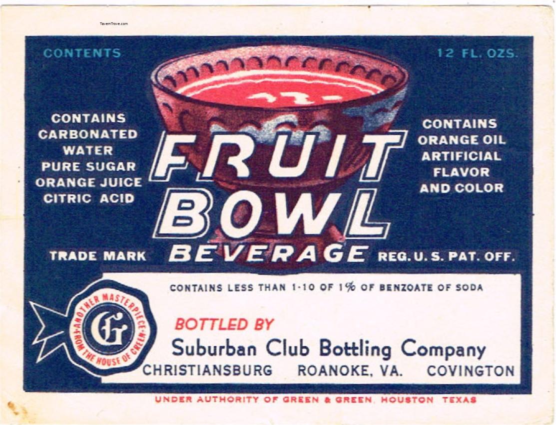 Fruit Bowl Orange Soda Suburban Club Christiansburg Roanoke Virginia 12oz