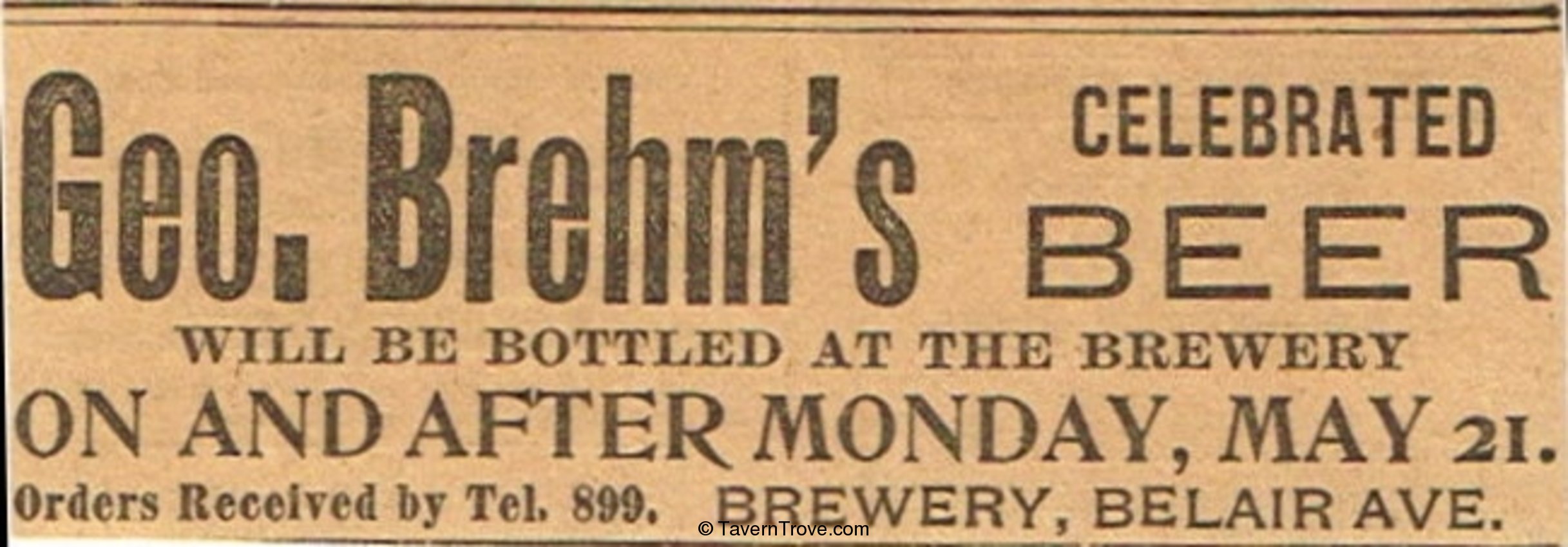 George Brehm's Celebrated Beer