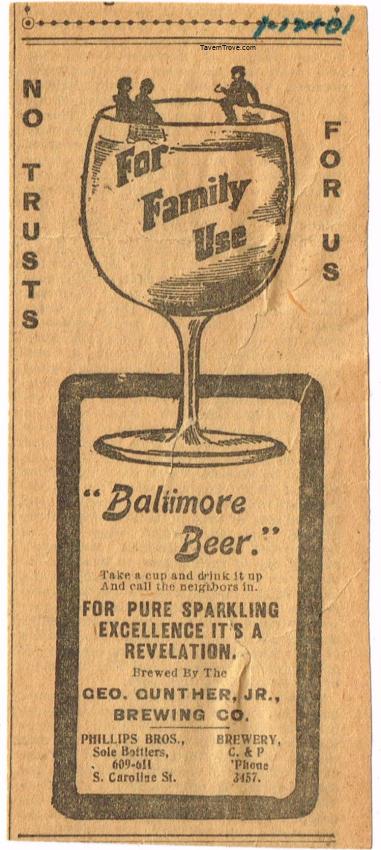 George Gunther's Baltimore Beer