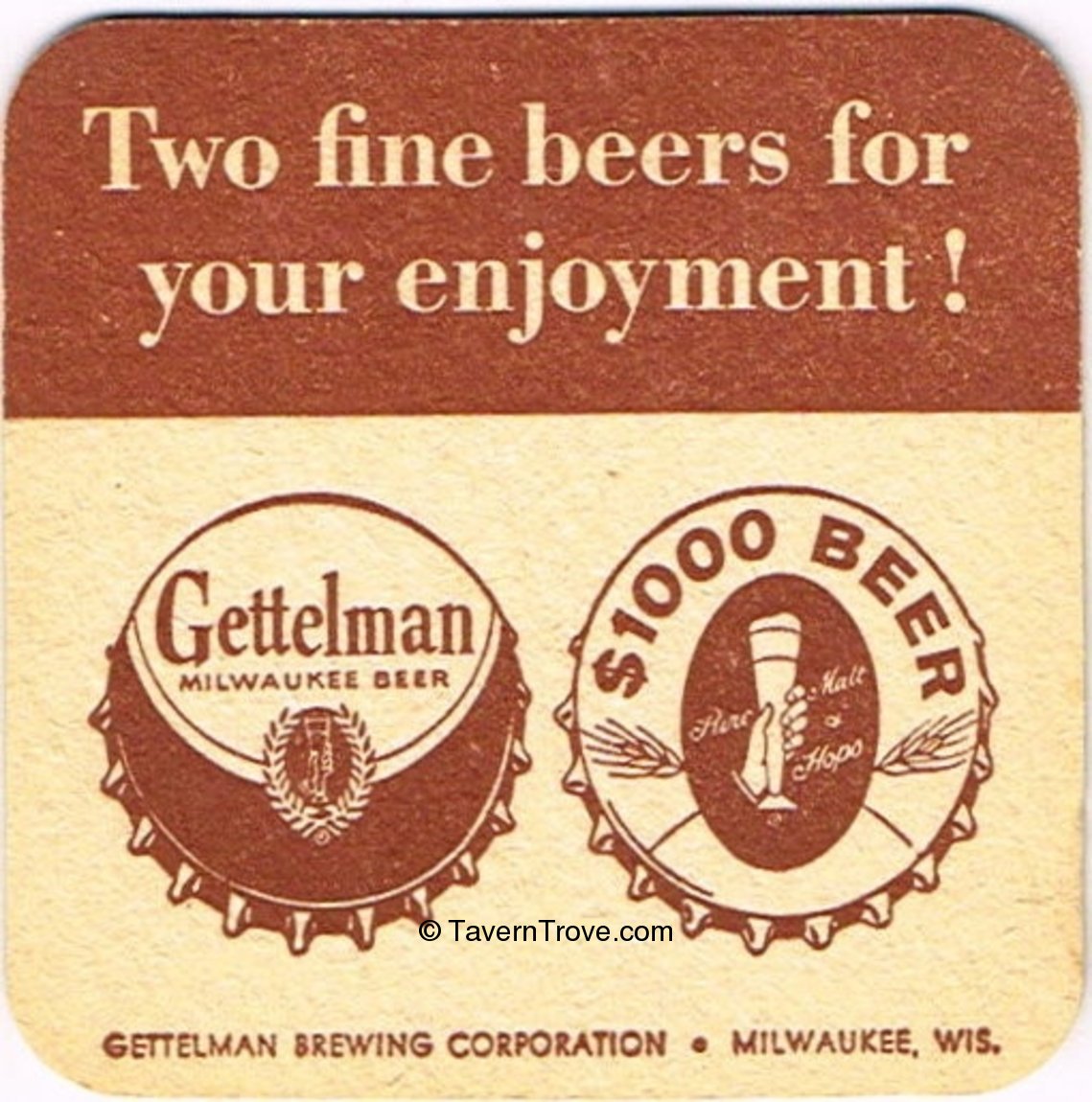Gettelman $1000 Beer Coaster 