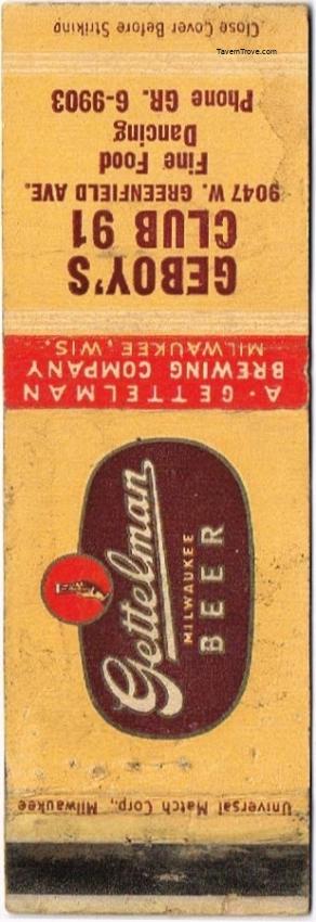 Gettelman Milwaukee Beer