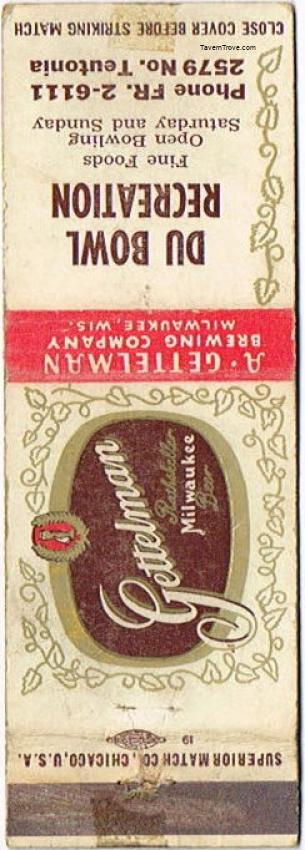 Gettelman Rathskeller Milwaukee Beer