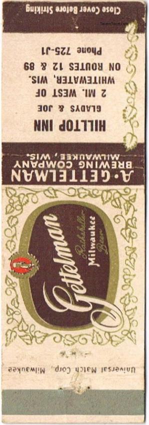 Gettelman Rathskeller Milwaukee Beer