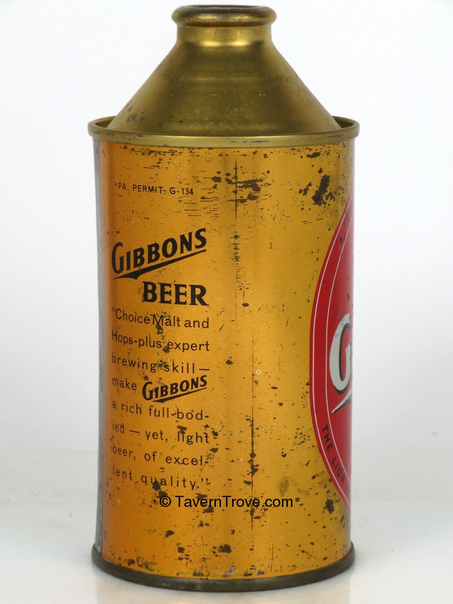 Item 32684 1957 Gibbons Premium Quality Beer Cone Top Can 16428